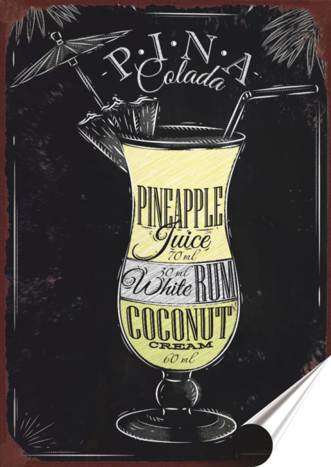 Koktail Plakat Samoprzylepny Plakietka(motyw metalowego szyldu)#10973