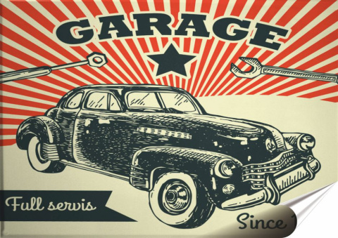 Garaż Plakat Samoprzylepny Retro Plakietka(motyw metalowego szyldu)#10996