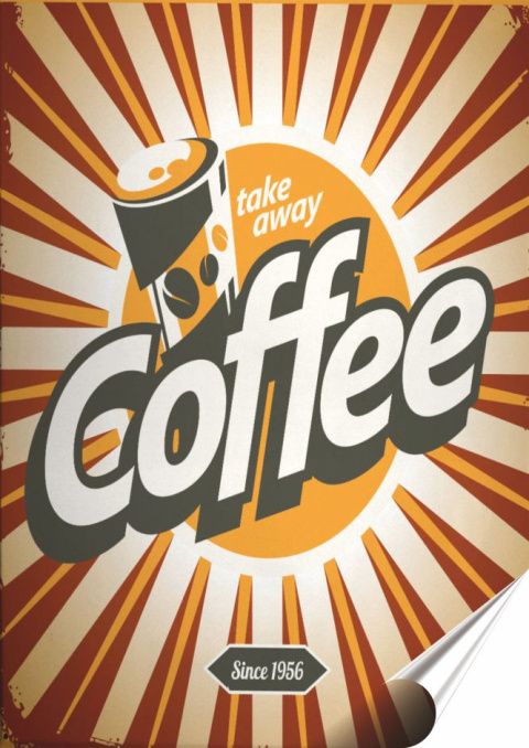 Kawa Plakat Samoprzylepny Retro Plakietka(motyw metalowego szyldu)#10998