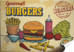 Burgers Plakat Samoprzylepny Plakietka(motyw metalowego szyldu)#10999