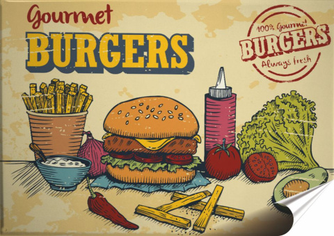 Burgers Plakat Samoprzylepny Plakietka(motyw metalowego szyldu)#10999