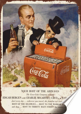 Coca Cola Plakat Samoprzylepny Plakietka(motyw metalowego szyldu)#11017