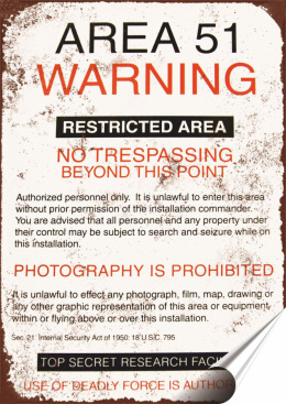 Strefa 51 Plakat Samoprzylepny Plakietka(motyw metalowego szyldu)#11043