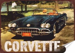 Corvette Plakat Samoprzylepny Plakietka(motyw metalowego szyldu)#11058