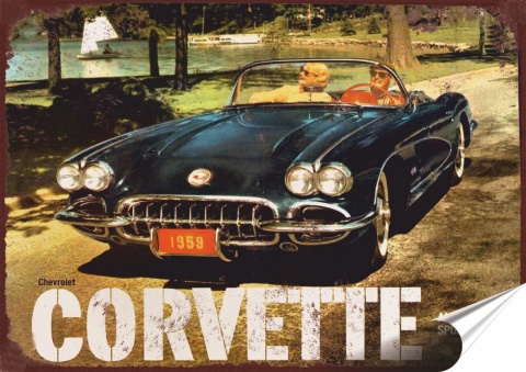 Corvette Plakat Samoprzylepny Plakietka(motyw metalowego szyldu)#11058