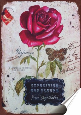 Róża Plakat Samoprzylepny Retro Plakietka(motyw metalowego szyldu)#11140