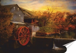 Młyn Plakat Samoprzylepny Retro Plakietka(motyw metalowego szyldu)#11175