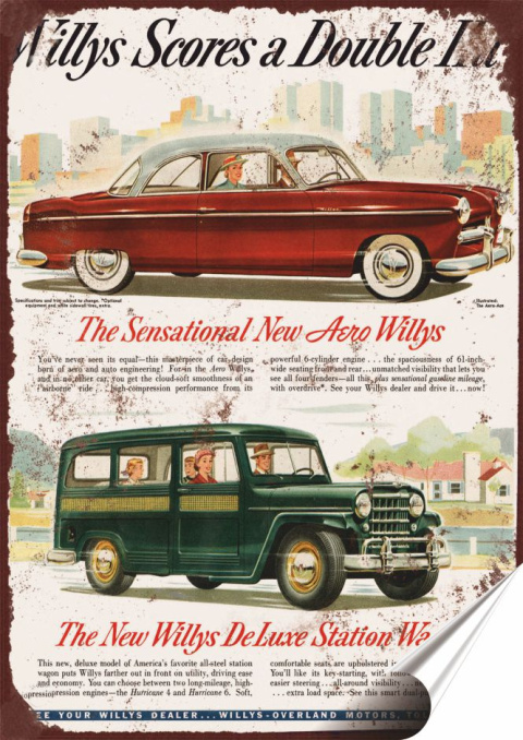 Willys Plakat Samoprzylepny Retro Plakietka(motyw metalowego szyldu)#11341