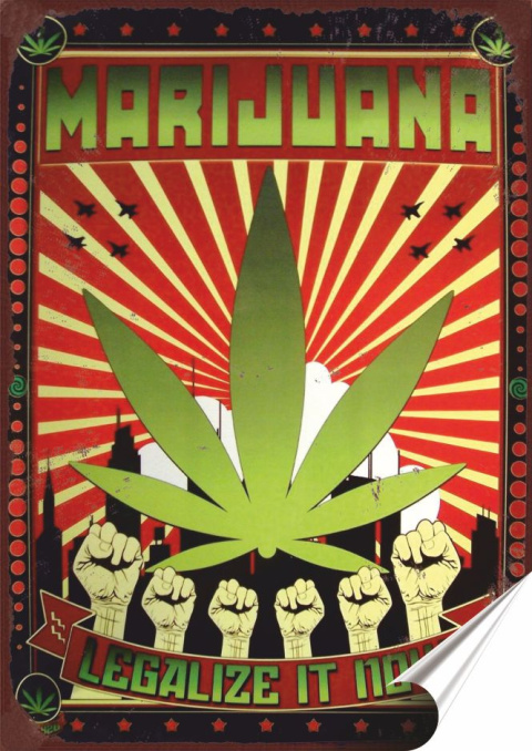 Marihuana Plakat Samoprzylepny Plakietka(motyw metalowego szyldu)#11612