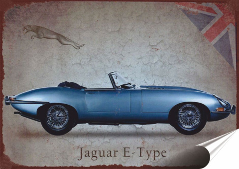 Jaguar Plakat Samoprzylepny Retro Plakietka(motyw metalowego szyldu)#11652