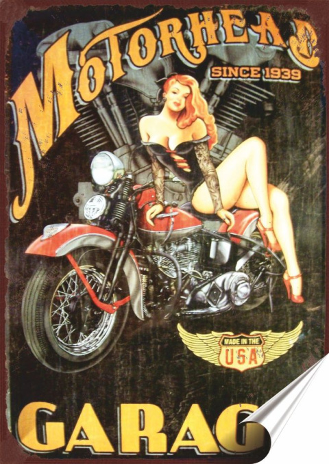 Harley Plakat Samoprzylepny Retro Plakietka(motyw metalowego szyldu)#11702