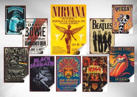Rock Koncert Plakat Samoprzylepny Plakietka(motyw metalowego szyldu)#10783