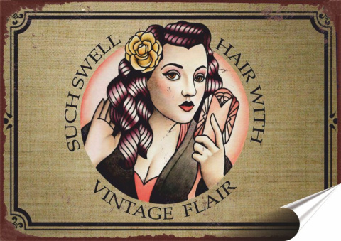 Barber shop Plakat folia Samoprzylepna Plakietka(motyw metalowego szyldu)#20003