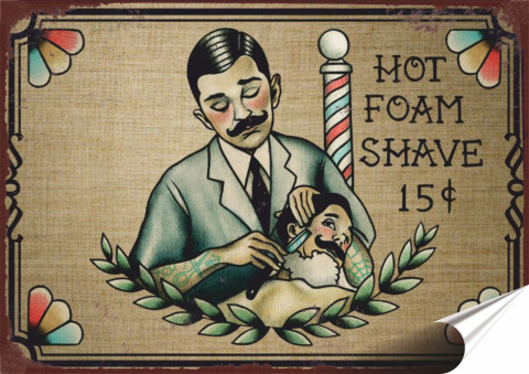 Barber shop Plakat folia Samoprzylepna Plakietka(motyw metalowego szyldu)#20004