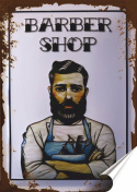 Barber shop Plakat folia Samoprzylepna Plakietka(motyw metalowego szyldu)#20005