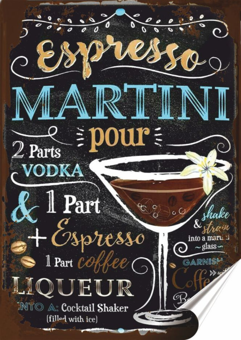 Martini Plakat folia Samoprzylepna Plakietka(motyw metalowego szyldu)#20012