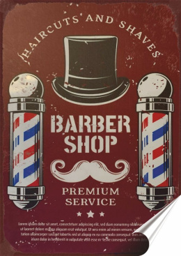 Barber Plakat folia Samoprzylepna Plakietka(motyw metalowego szyldu)#20047
