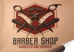 Barber Plakat folia Samoprzylepna Plakietka(motyw metalowego szyldu)#20048