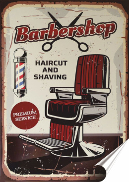 Barber Plakat folia Samoprzylepna Plakietka(motyw metalowego szyldu)#20051