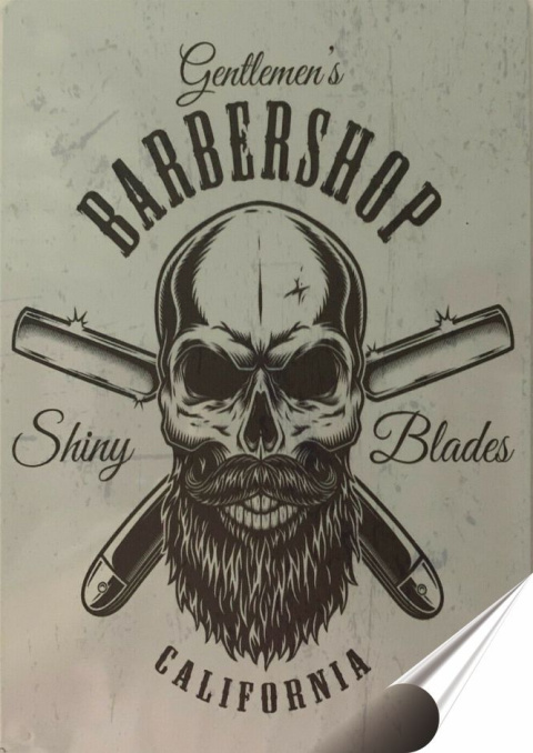 Barber Plakat folia Samoprzylepna Plakietka(motyw metalowego szyldu)#20052