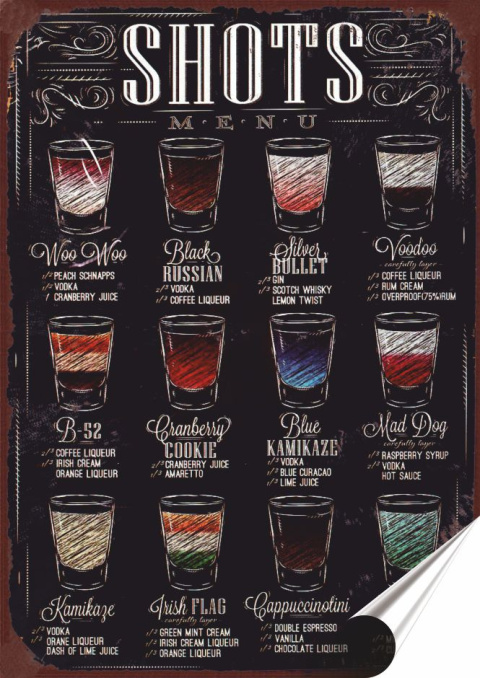 Shots Plakat folia Samoprzylepna Plakietka(motyw metalowego szyldu)#20068