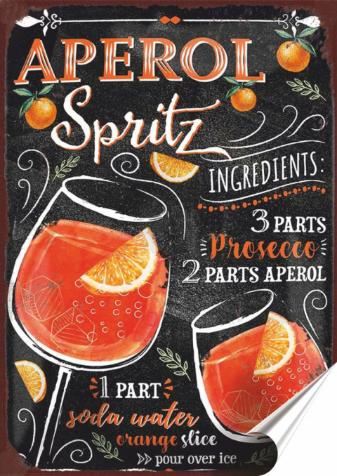 Koktail Plakat folia Samoprzylepna Plakietka(motyw metalowego szyldu)#20076