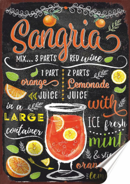 Koktail Plakat folia Samoprzylepna Plakietka(motyw metalowego szyldu)#20077