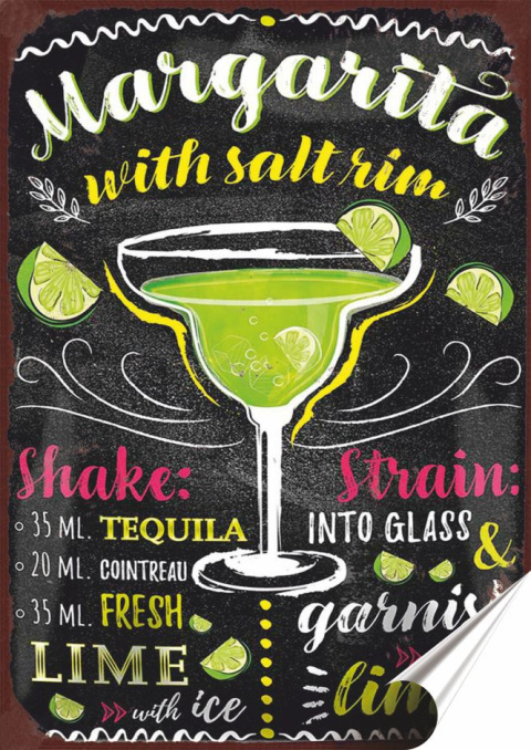 Koktail Plakat folia Samoprzylepna Plakietka(motyw metalowego szyldu)#20078