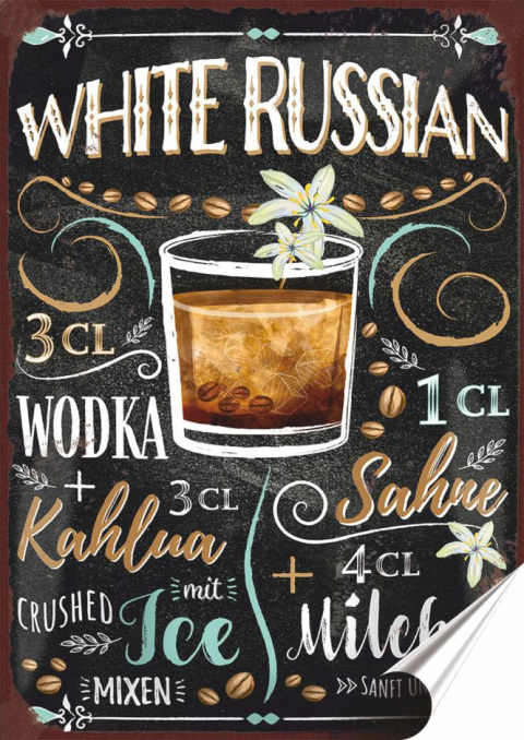 Koktail Plakat folia Samoprzylepna Plakietka(motyw metalowego szyldu)#20081