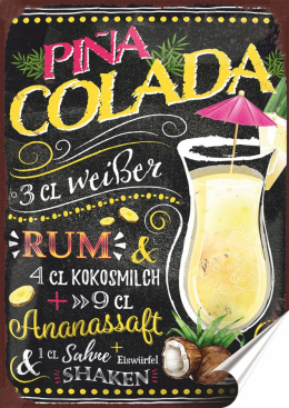 Koktail Plakat folia Samoprzylepna Plakietka(motyw metalowego szyldu)#20084
