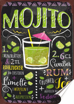 Koktail Plakat folia Samoprzylepna Plakietka(motyw metalowego szyldu)#20086