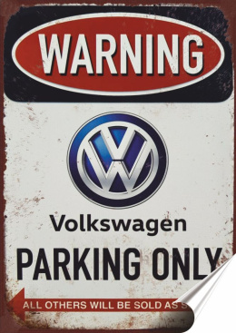 Garaż VW Plakat folia Samoprzylepna Plakietka(motyw metalowego szyldu)#20087