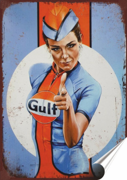 Gulf Plakat folia Samoprzylepna Plakietka(motyw metalowego szyldu)#20105
