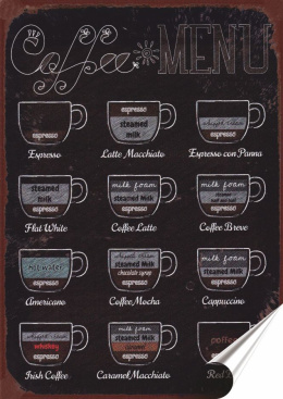 Kawa Plakat folia Samoprzylepna Plakietka(motyw metalowego szyldu)#20118