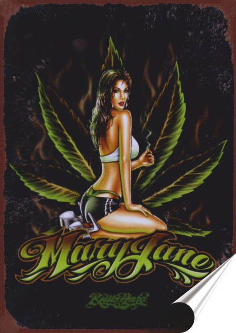 Marihuana Plakat folia Samoprzylepna Plakietka(motyw metalowego szyldu)#20121