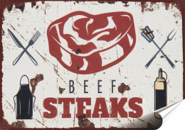 Gril Plakat folia Samoprzylepna Plakietka(motyw metalowego szyldu)#20127