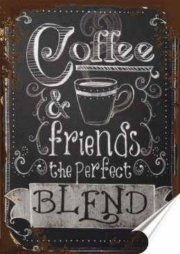 Kawa Plakat folia Samoprzylepna Plakietka(motyw metalowego szyldu)#20129