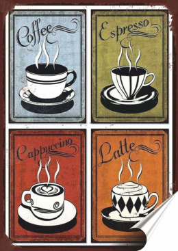 Kawa Plakat folia Samoprzylepna Plakietka(motyw metalowego szyldu)#20131