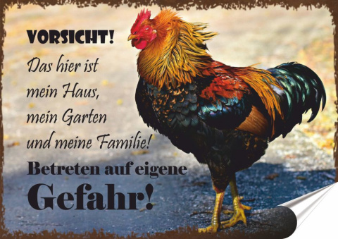 Kogut Plakat folia Samoprzylepna Plakietka(motyw metalowego szyldu)#20132