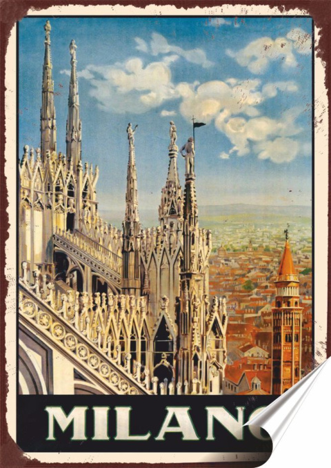 Milano Plakat folia Samoprzylepna Plakietka(motyw metalowego szyldu)#20140