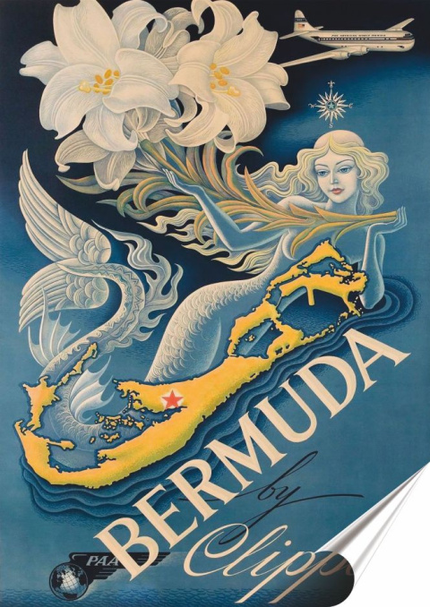 Bermudy Plakat folia Samoprzylepna Plakietka(motyw metalowego szyldu)#20157