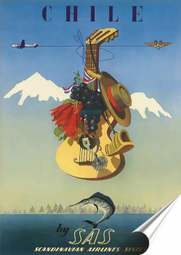 Chile Plakat folia Samoprzylepna Plakietka(motyw metalowego szyldu)#20161