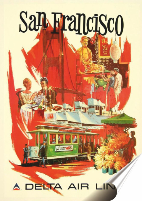 San Francisco Plakat folia Samoprzylepna Plakietka(motyw metalowego szyldu)#20188