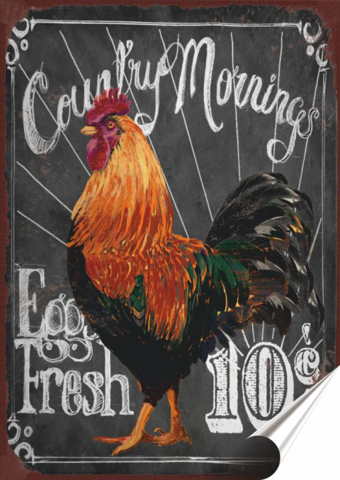 Kogut Plakat folia Samoprzylepna Plakietka(motyw metalowego szyldu)#20201