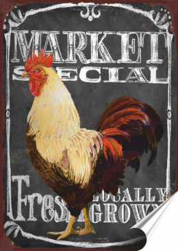 Kogut Plakat folia Samoprzylepna Plakietka(motyw metalowego szyldu)#20202