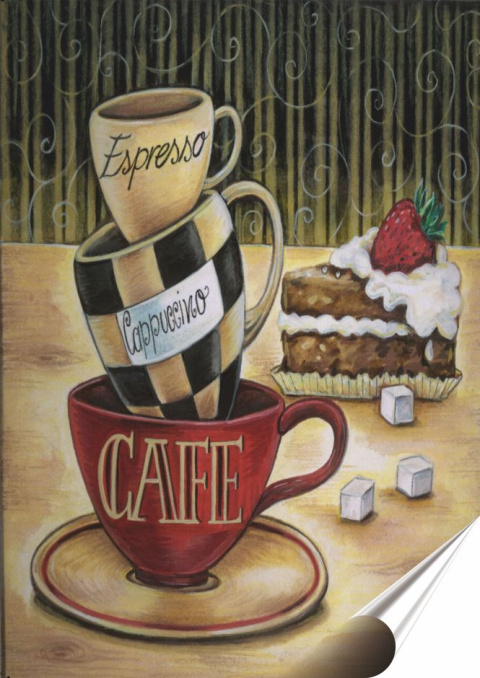 Kawa Plakat folia Samoprzylepna Plakietka(motyw metalowego szyldu)#20231