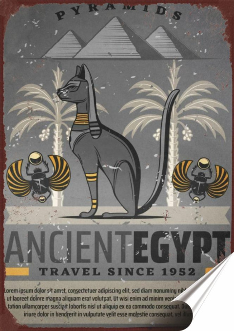 Egipt Plakat folia Samoprzylepna Plakietka(motyw metalowego szyldu)#20242