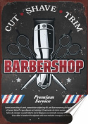 Barber shop Plakat folia Samoprzylepna Plakietka(motyw metalowego szyldu)#20244