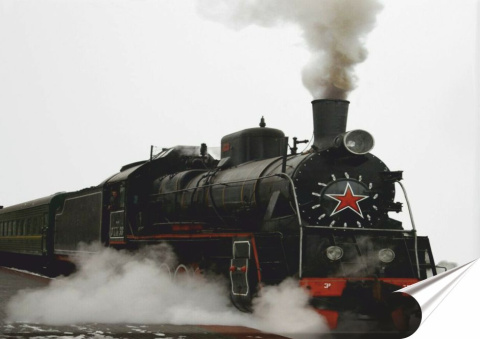 Lokomotywa Plakat folia Samoprzylepna Plakietka(motyw metalowego szyldu)#20260