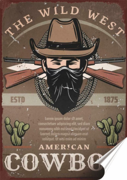 Cowboy Plakat folia Samoprzylepna Plakietka(motyw metalowego szyldu)#20261